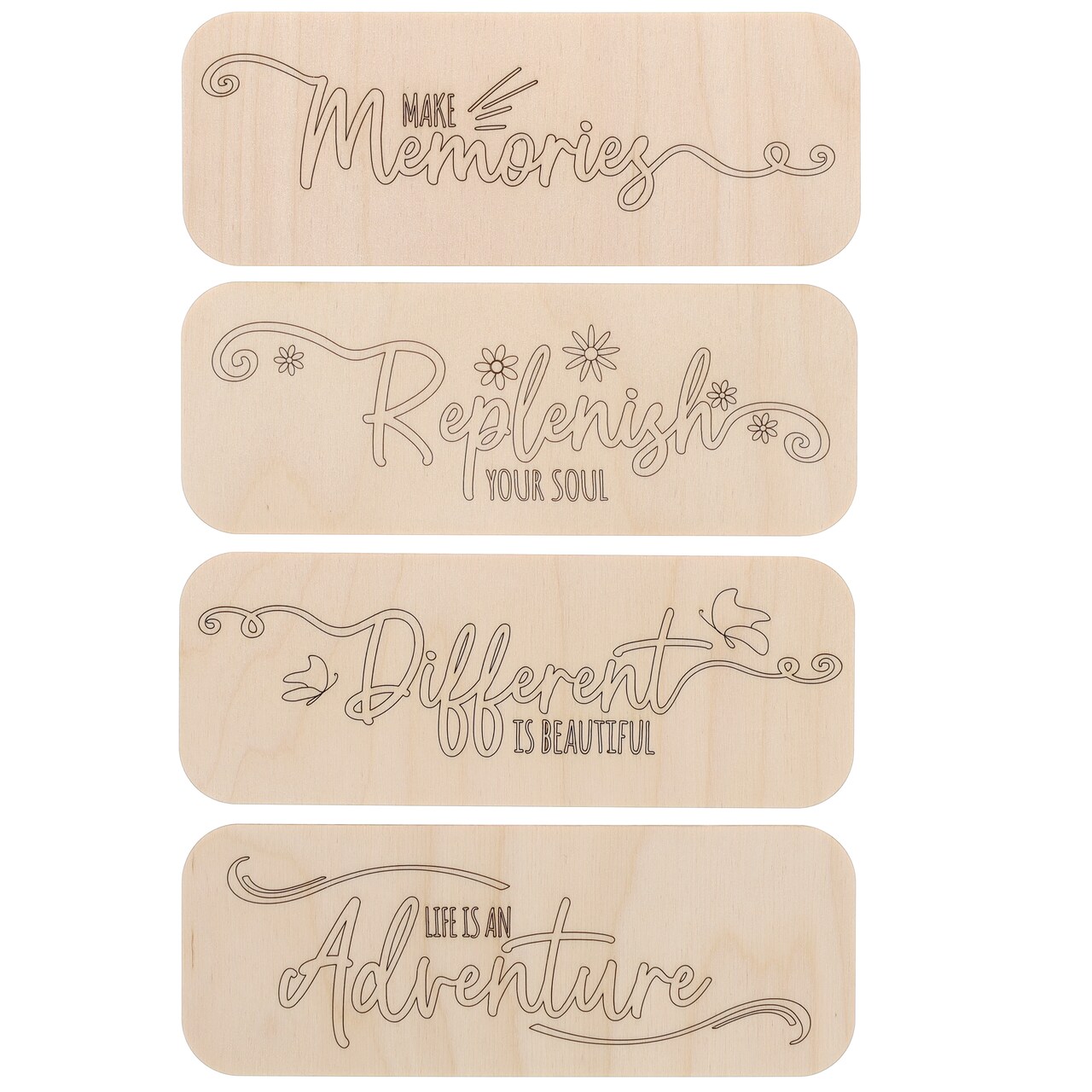 Hampton Art Crate Decor Make Memories, 4Pc - Wooden Tags & Blank Wooden Signs For Crafts, Perfect Wood Sign Set With Decorative Wood Words For Crafts And Diy Projects, 8"X 3"